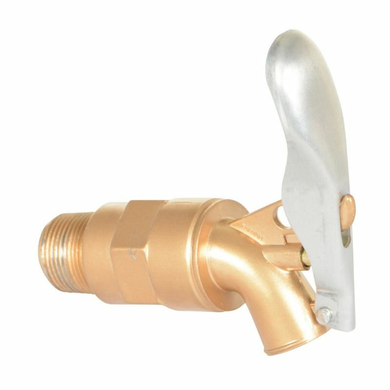 Vestil DFT-AL Brass Plated Aluminum Manual Drum Faucet with Lockable Handle