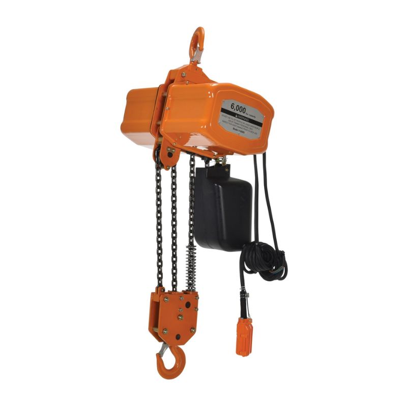 Vestil H-6000-1 Steel Economy Chain Hoist with Chain Container 1 Phase 6000 Lb. Capacity