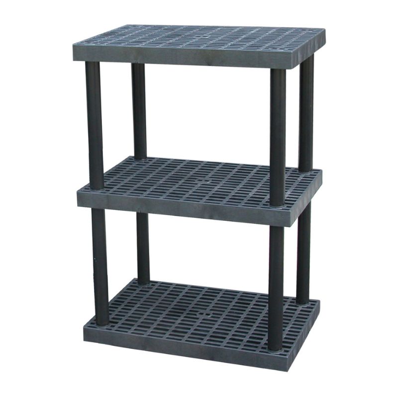 Vestil Pbss-3624-3 Plastic Bulk Shelf And Storage 3 Shelves 750 Lb. Capacity Black