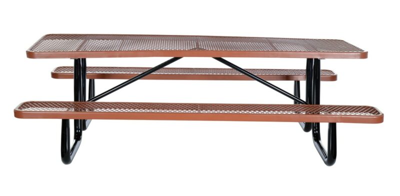 Vestil Pt-Mx-3096-Bn Steel Picnic Table Expanded Metal Rectangle Top