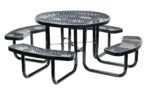 Vestil PT-MX-RT-46-BK Steel Picnic Table Expanded Metal Round Top