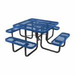 Vestil PT-MX-ST-46-BL Steel Picnic Table Expanded Metal Square Top