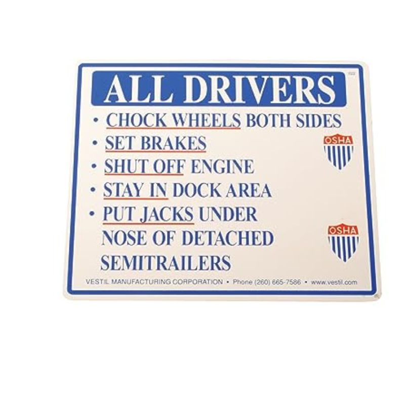 Vestil SAJ-1012 Aluminum Driver Beware Instruction Sign