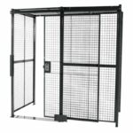 Vestil WPC-10X10-4C Welded Wire Mesh With Sliding Door With Ceiling Driver-Trucker Cage Gray