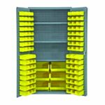 Vestil VSC-3501-102 Steel-Plastic Storage Cabinet with 102 Yellow Bins