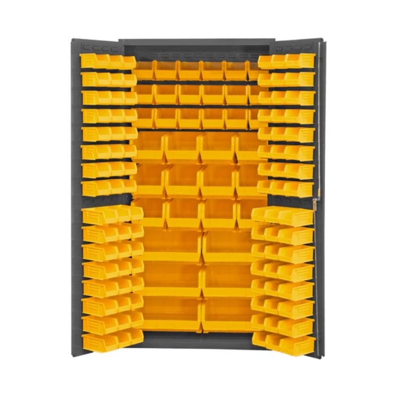 Vestil VSC-3501-132 Steel-Plastic Storage Cabinet with 132 Yellow Bins