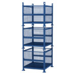 Premier Rigid Double Gate Wire Mesh Steel Container Stacked