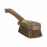 Vikan 10.6-inch Washing Brush with Short Handle - Brown