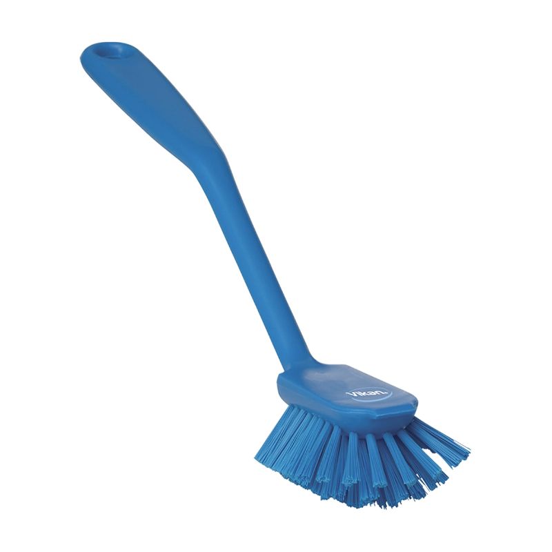 Vikan 11-inch Dish Brush with Scraping Edge - Blue