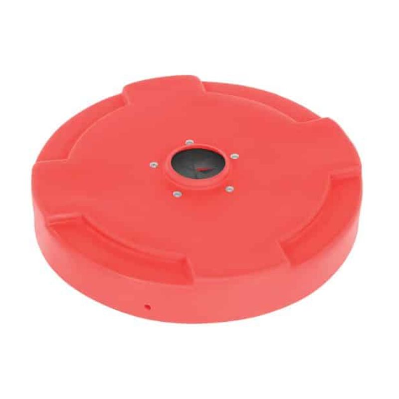 Vestil DC-P-55-CANF-RD Low-Density Polyethylene Drum Recycling Lid with Flaps Closed