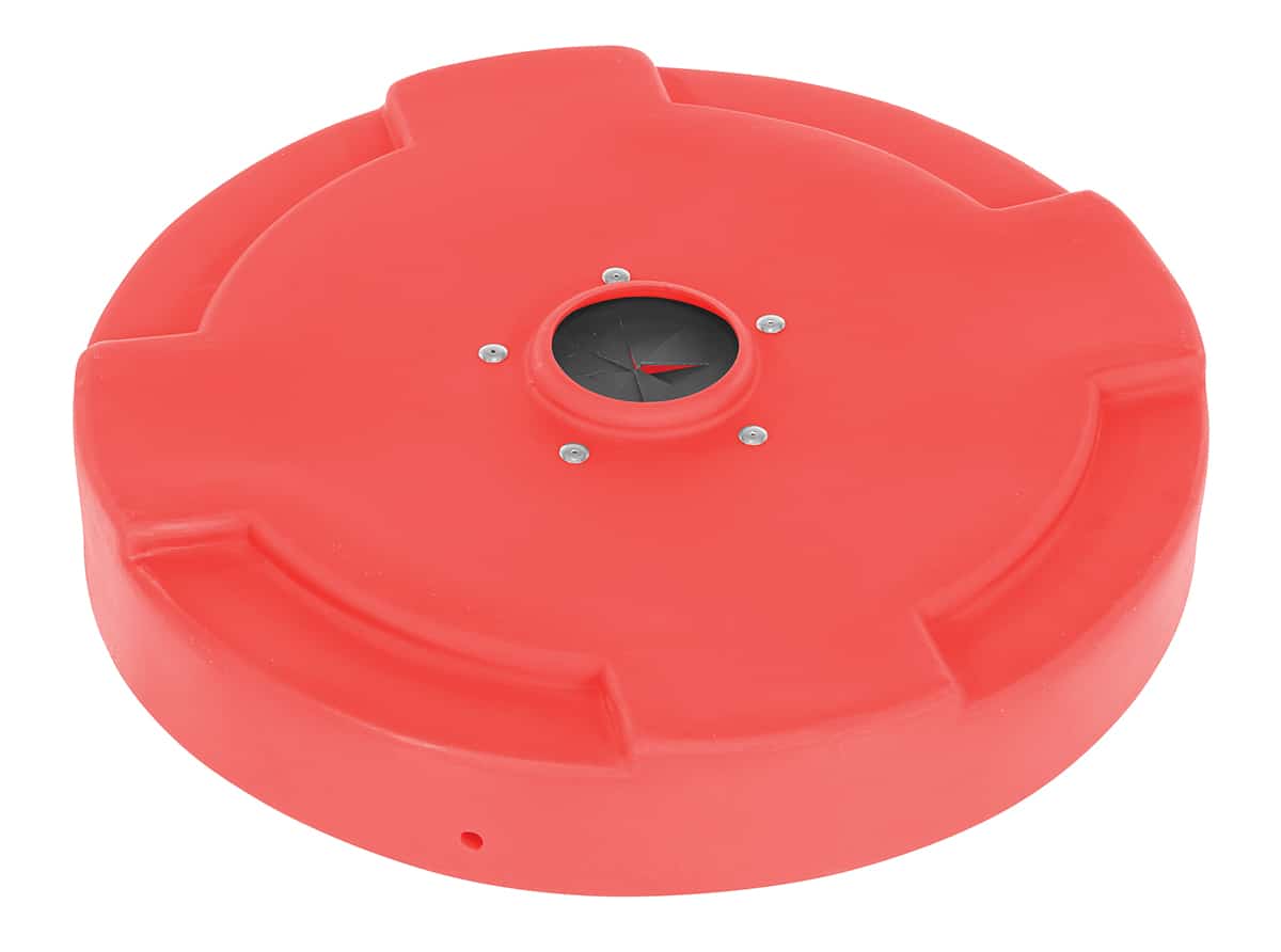 Vestil DC-P-55-CANF-RD Low-Density Polyethylene Drum Recycling Lid with Flaps Closed