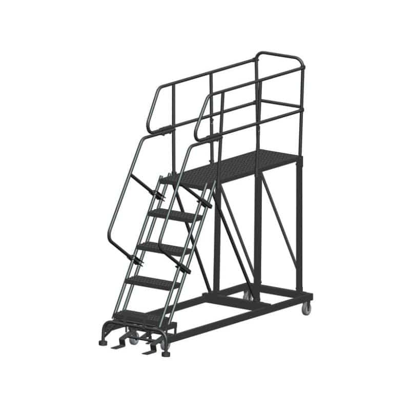 Ballymore SEP5-2460 5-Step Heavy-Duty Steel Mobile Work Platform with Handrails