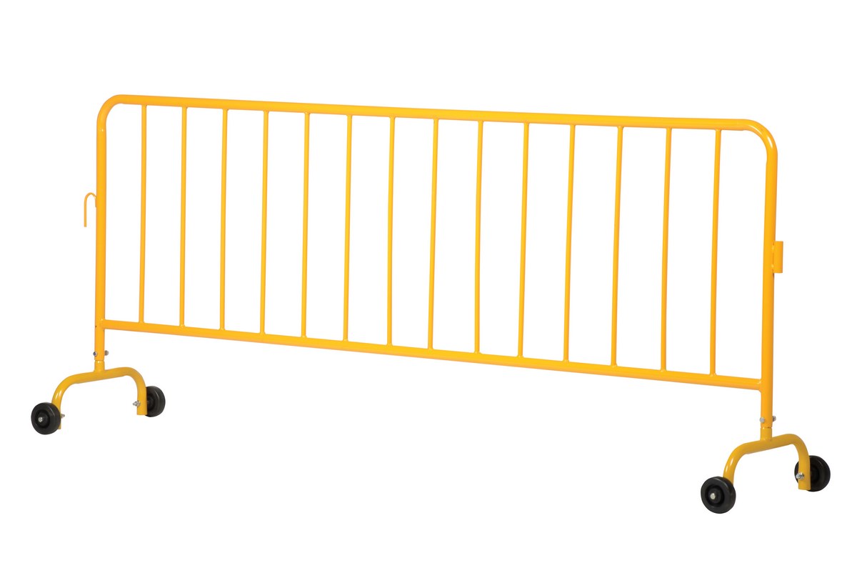 Vestil PRAIL-102-HD-Y-WW Steel Heavy Duty Crowd Control Interlocking Barrier with Wheeled Feet