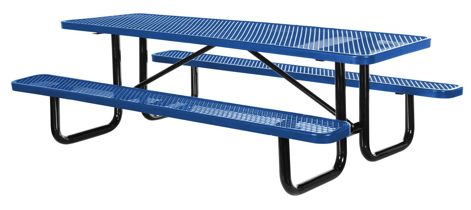 Vestil PT-MX-3072-BL Steel Picnic Table Expanded Metal Rectangle Top