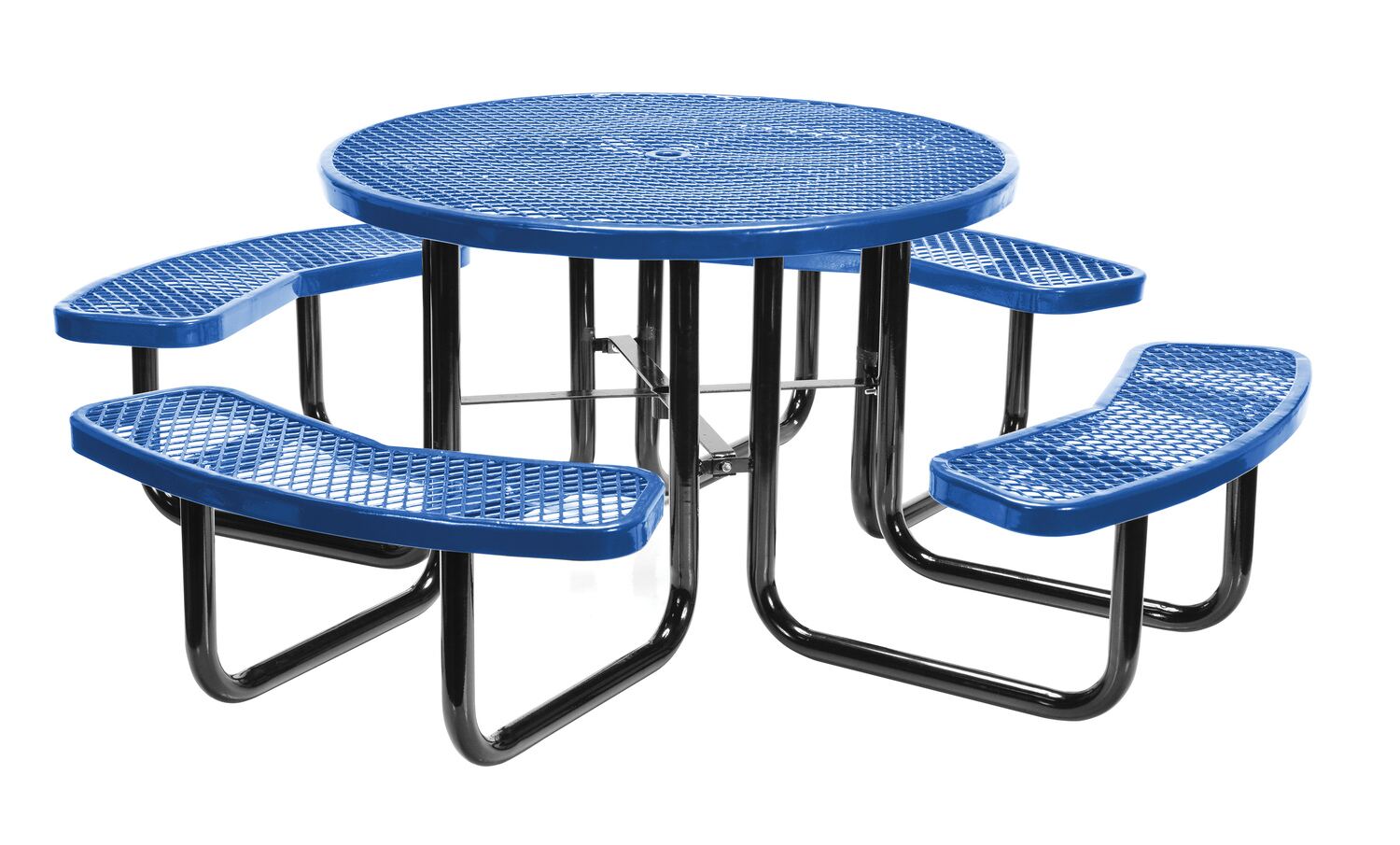 Vestil PT-MX-RT-46-BL Steel Picnic Table Expanded Metal Round Top