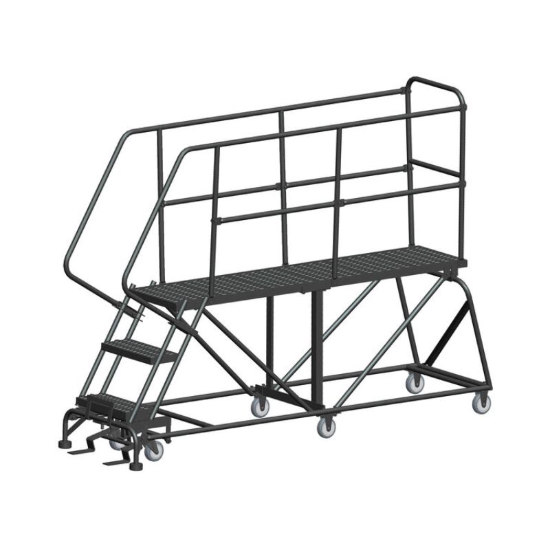 Ballymore SEP3-2472 3-Step Heavy-Duty Steel Mobile Work Platform with Handrails