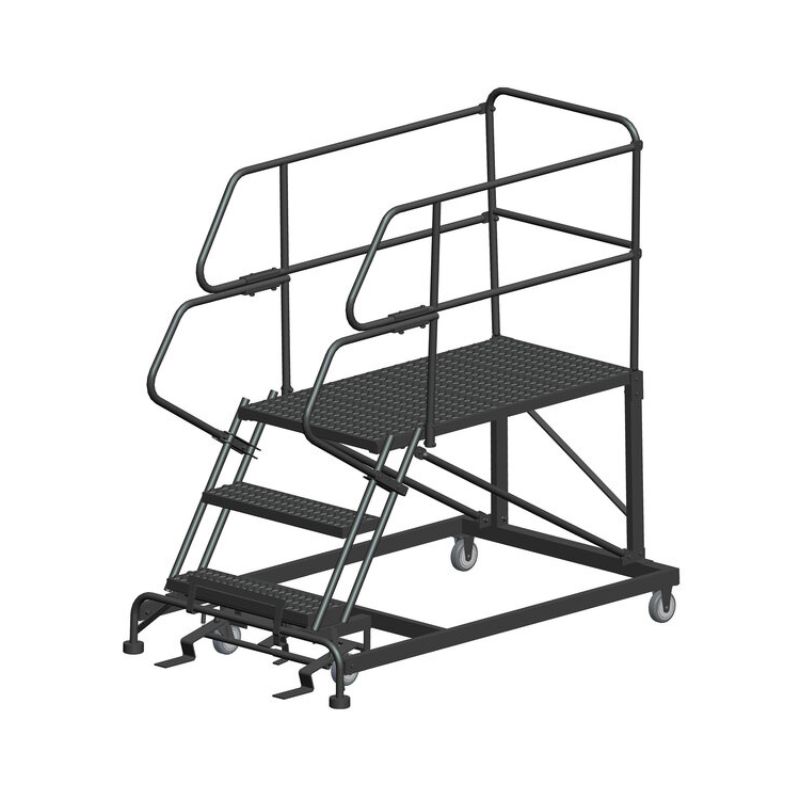 Ballymore SEP3-3648 3-Step Heavy-Duty Steel Mobile Work Platform with Handrails