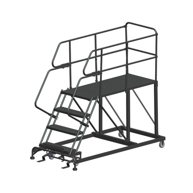 Ballymore SEP4-3660 4-Step Heavy-Duty Steel Mobile Work Platform with Handrails