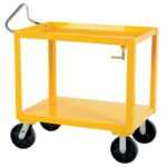Vestil DH-PH4-2460 Steel 24 In. x 60 In. Platform Heavy Duty Ergo Handle Cart with GFN Casters and Drain