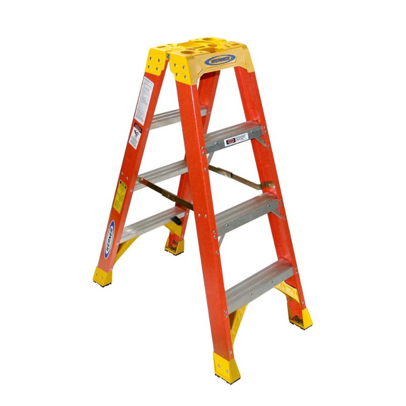 Vestil FBTFL-4 Fiberglass Twin Front Ladder