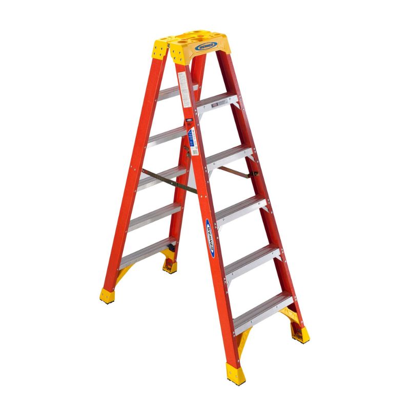 Vestil FBTFL-6 Fiberglass Twin Front Ladder
