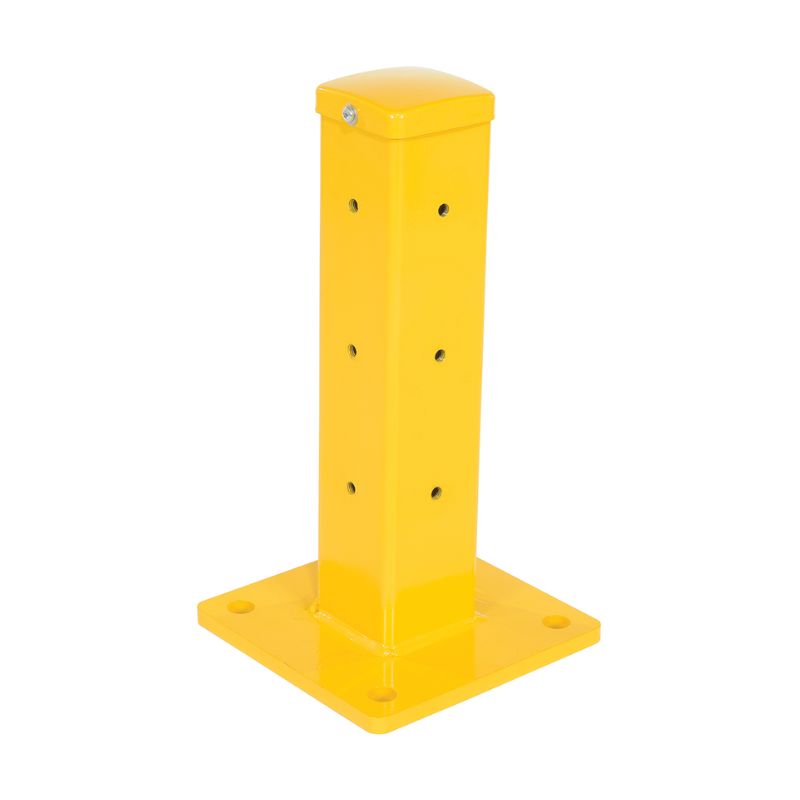 Vestil GR-F2R-BO-TP18-YL Steel Rigid Tube Post Bolt On Style 18 In. For 2 Ribbed Guard Rails