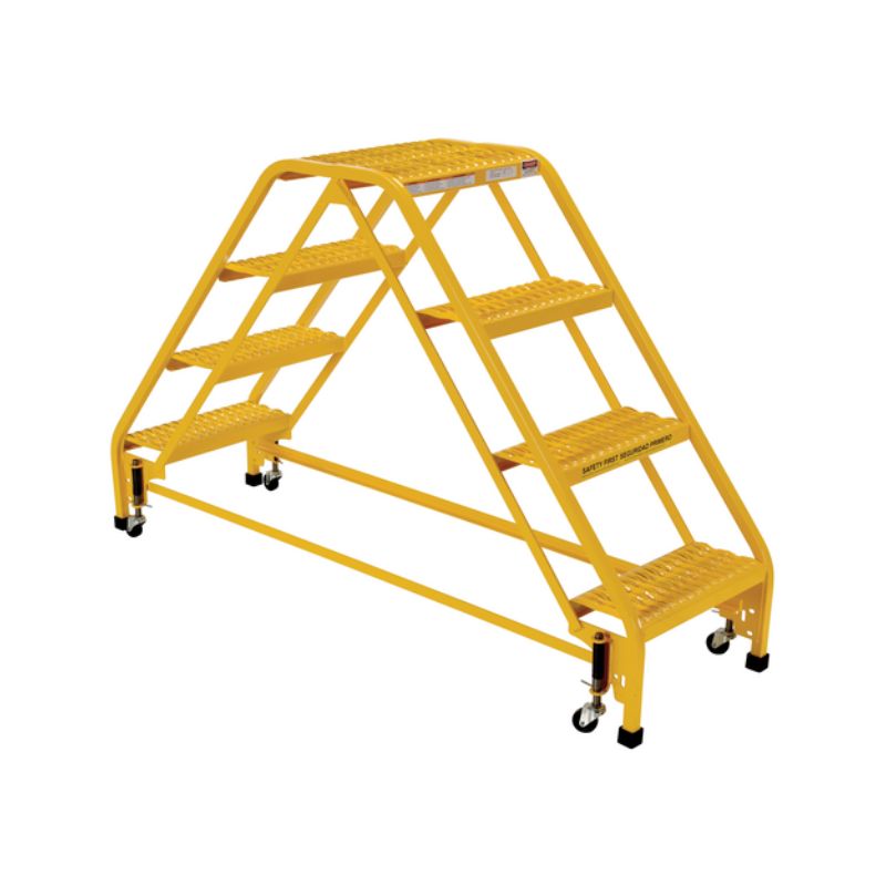 Vestil LAD-DD-P-18-4-G DBL Steel Double Sided Step Ladder 4 Grip Strut
