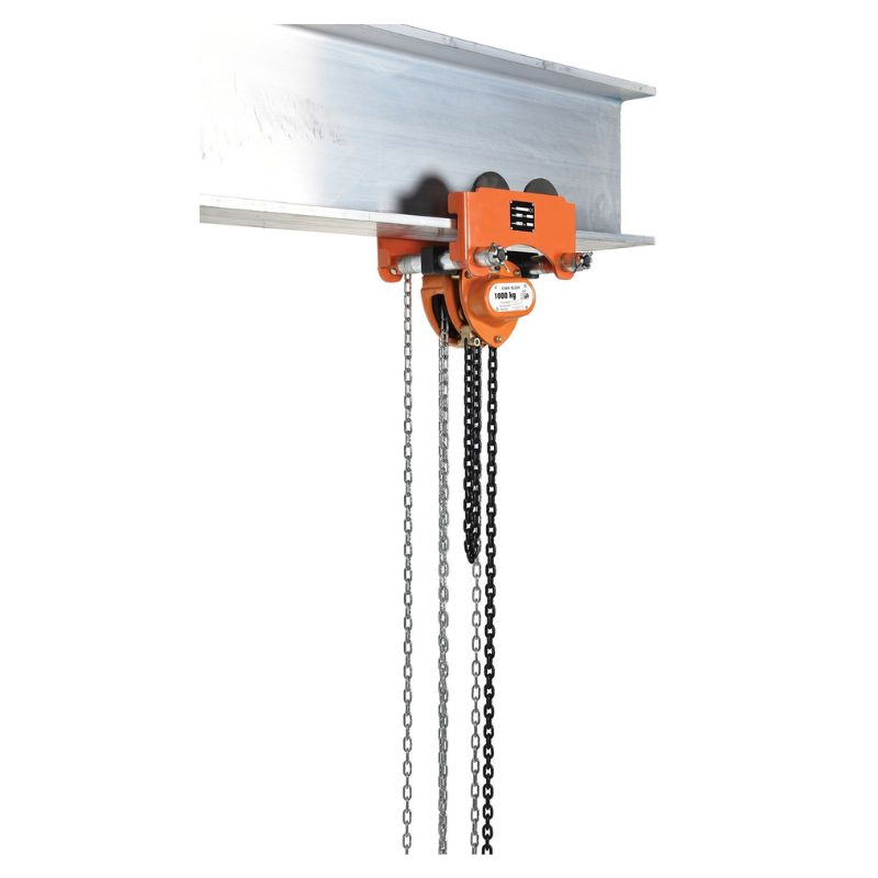 Vestil LOW-2G Steel Low Headroom Chain Hoist Gear Trolley