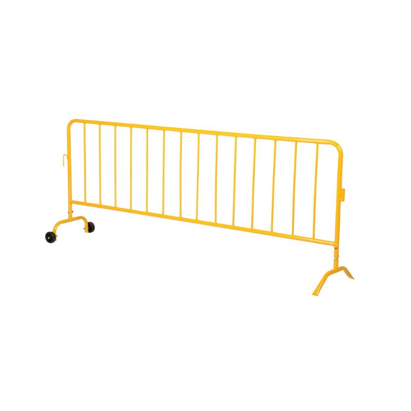 Vestil PRAIL-102-Y-W Steel Crowd Control Interlocking Barrier with Feet (1) Wheeled (1) Curved