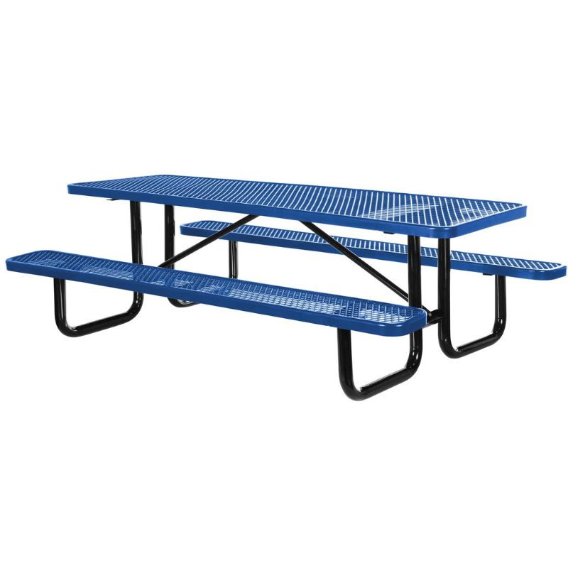 Vestil PT-MX-3096-BL Steel Picnic Table Expanded Metal Rectangle Top