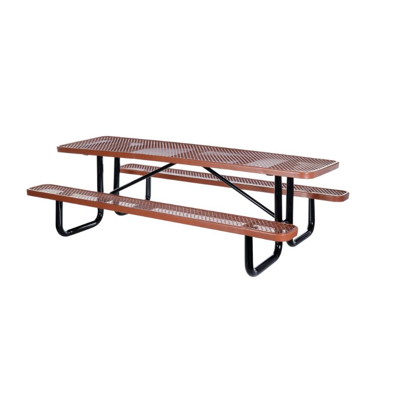 Vestil PT-MX-3096-BN Steel Picnic Table Expanded Metal Rectangle Top