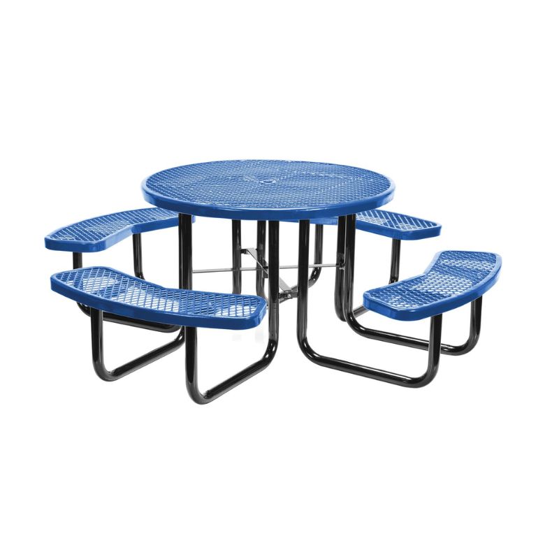 Vestil PT-MX-RT-46-BL Steel Picnic Table Expanded Metal Round Top