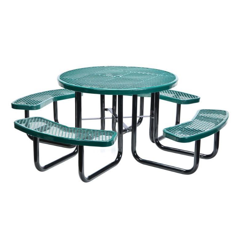 Vestil PT-MX-RT-46-GN Steel Picnic Table Expanded Metal Round Top