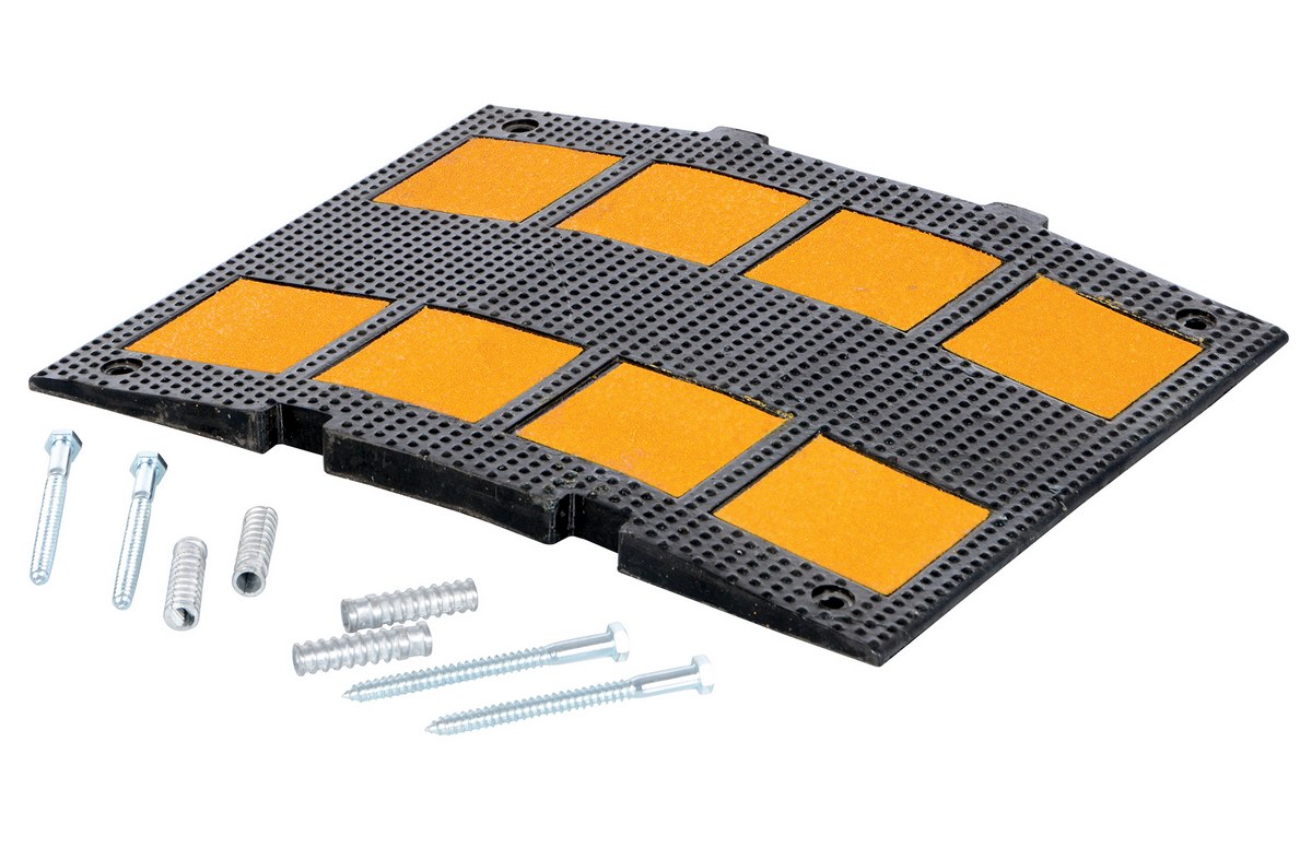 Vestil RSH-108-M-C Rubber Speed Hump Middle Section Concrete Hardware 1