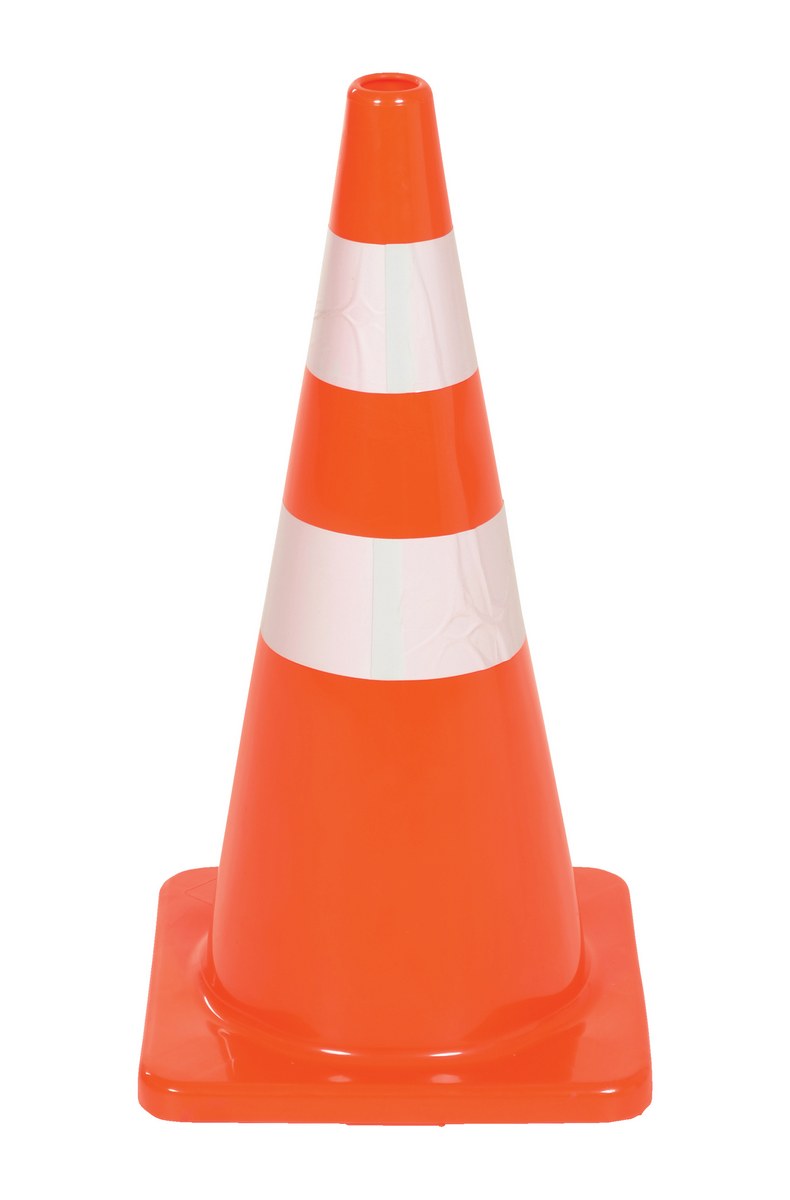 Vestil TC-28-SD-2R 100% PVC Standard Duty Traffic Cone with 2 Reflectors 1
