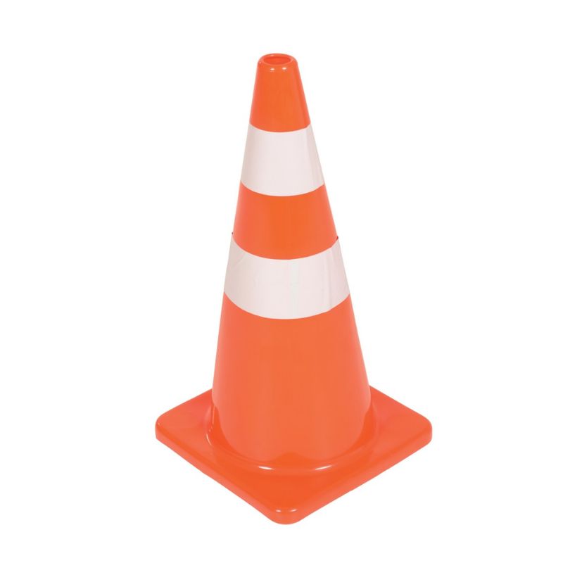 Vestil TC-28-SD-2R 100% PVC Standard Duty Traffic Cone with 2 Reflectors