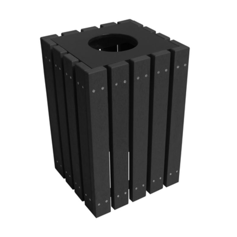 Vestil TR-PSQ-22-BK-BK 100% Recycled Plastic Square Trash Receptacle (1)