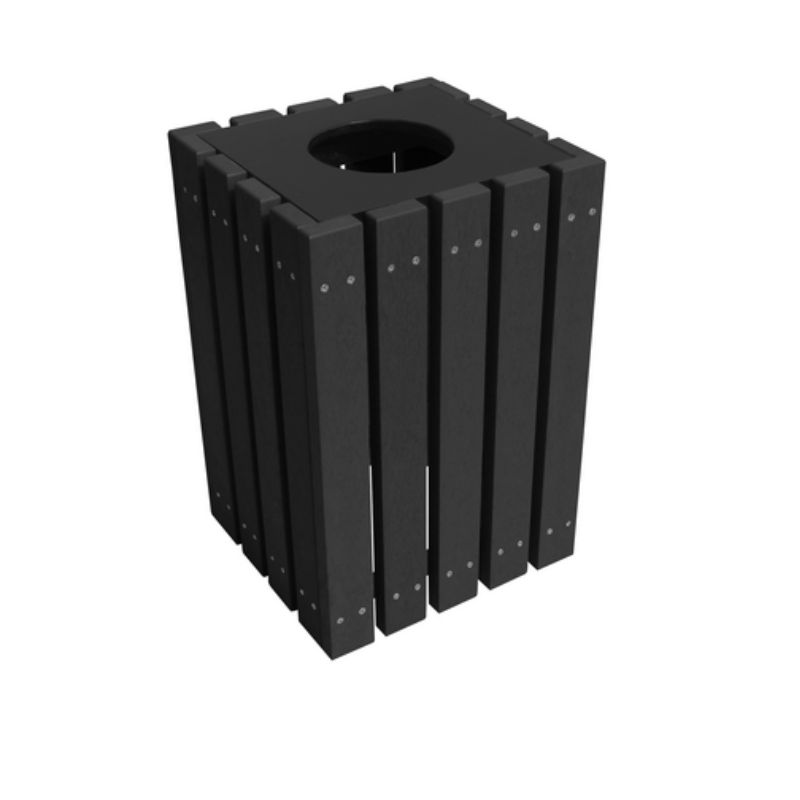 Vestil TR-PSQ-22-BK-BK 100% Recycled Plastic Square Trash Receptacle