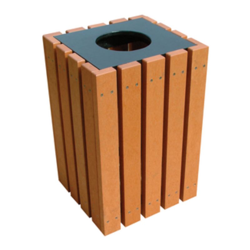 Vestil TR-PSQ-22-BK-CD 100% Recycled Plastic Square Trash Receptacle (1)