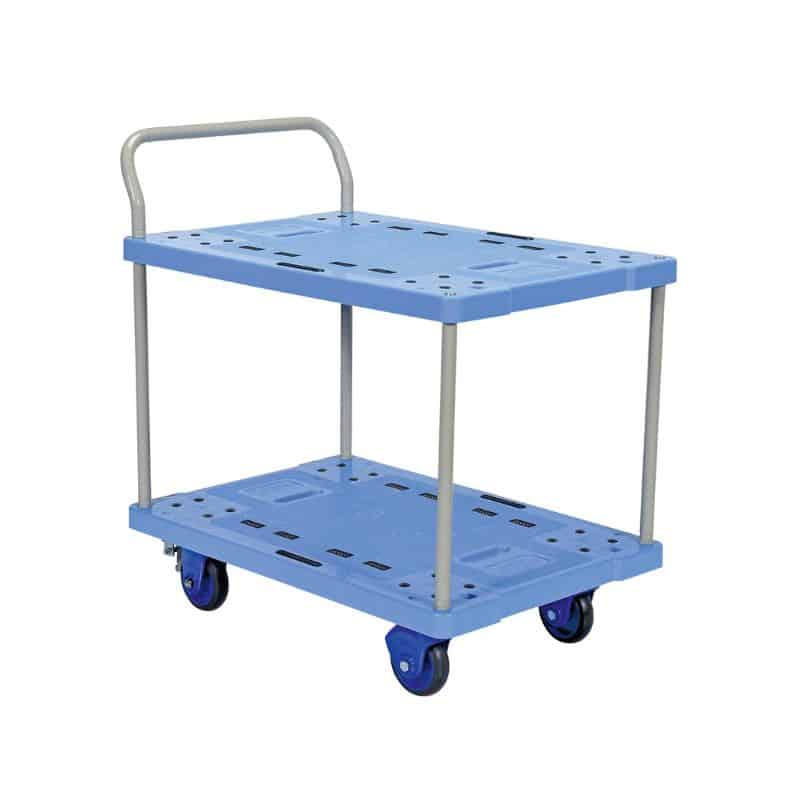 Vestil TRP-2334-2-FB Plastic Truck Double Deck with Floor Brake