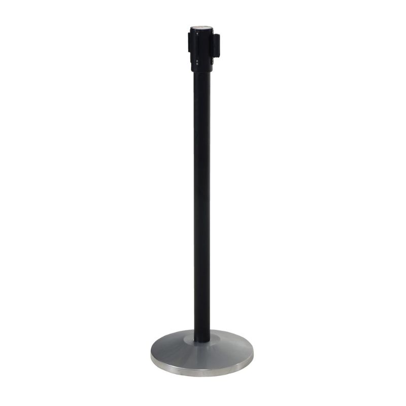 Vestil WEB-P Steel Post Indoor Personnel Guidance Barrier 6 Ft. Barrier Tape Black