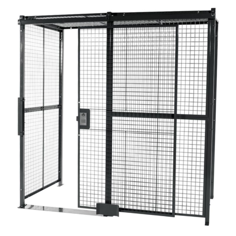 Vestil WPC-10X10-4C Welded Wire Mesh With Sliding Door With Ceiling Driver-Trucker Cage Gray (1)