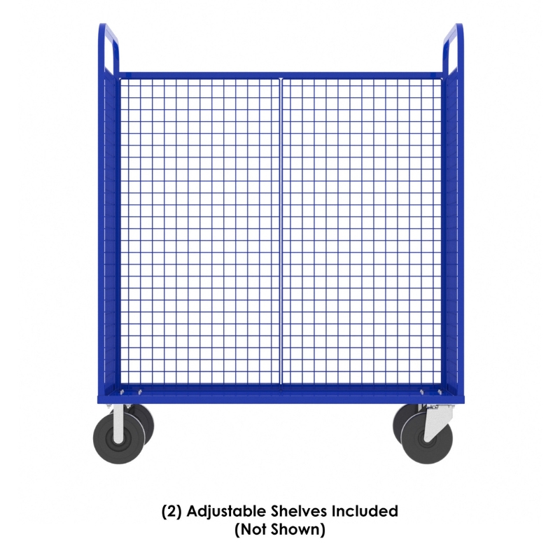 Valley Craft Blue Cage Cart (2) Adjustable Shelf 57x30x68 1,600 lbs. Side