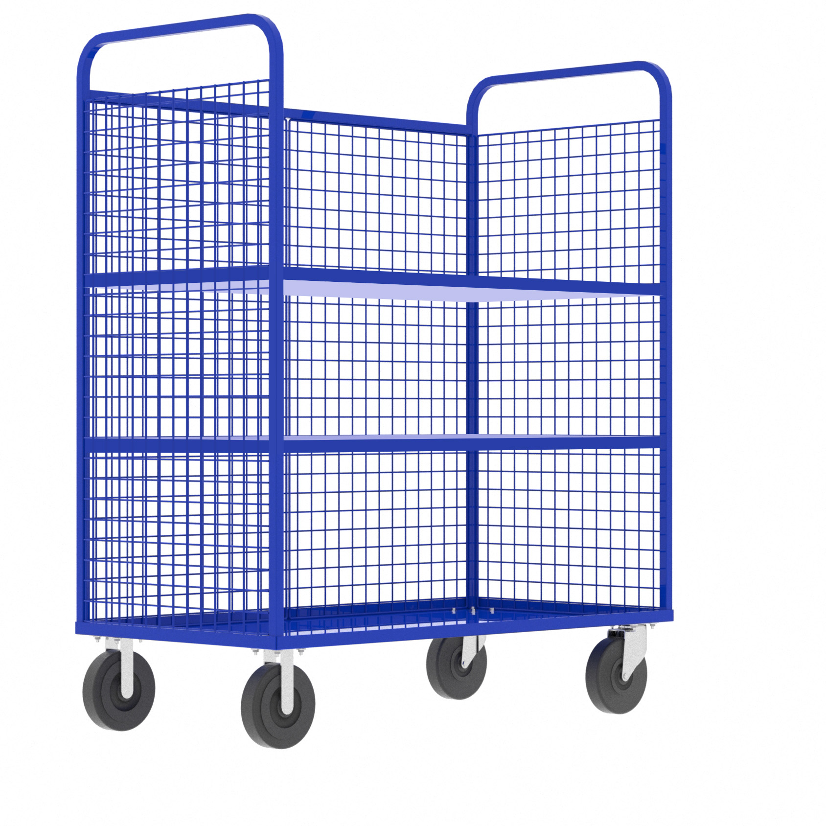Valley Craft Blue Cage Cart (2) Adjustable Shelf 57x30x68 1,600 lbs.