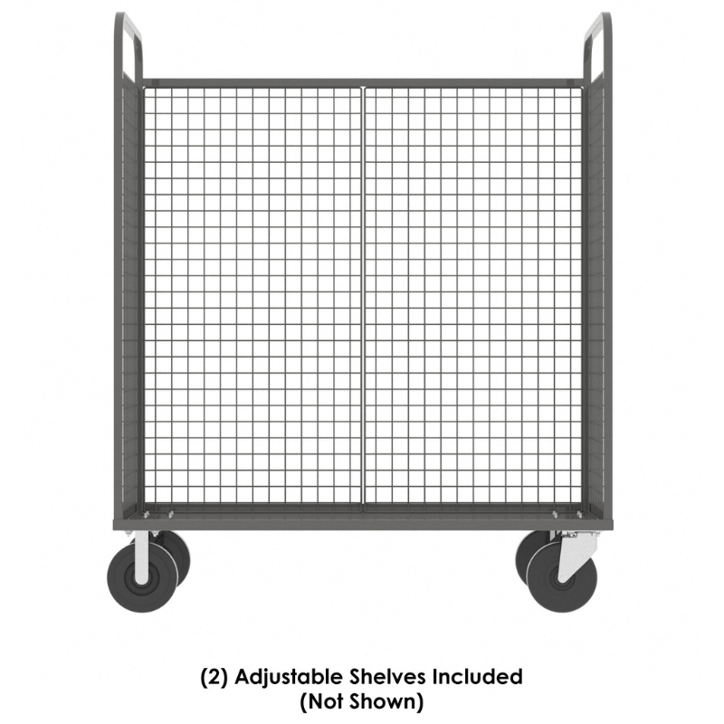 Valley Craft Gray Cage Cart (2) Adjustable Shelf 57x30x68 1,600 lbs. Side