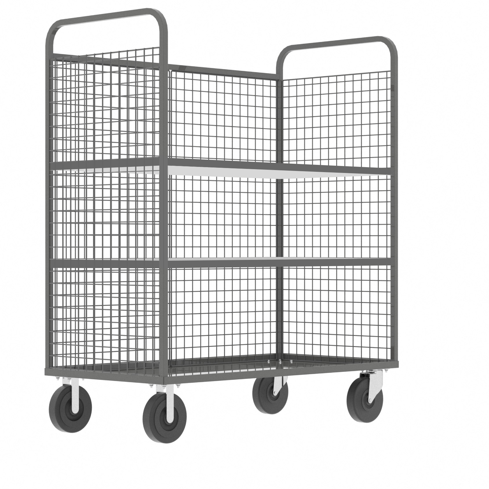 Valley Craft Gray Cage Cart (2) Adjustable Shelf 57x30x68 1,600 lbs.