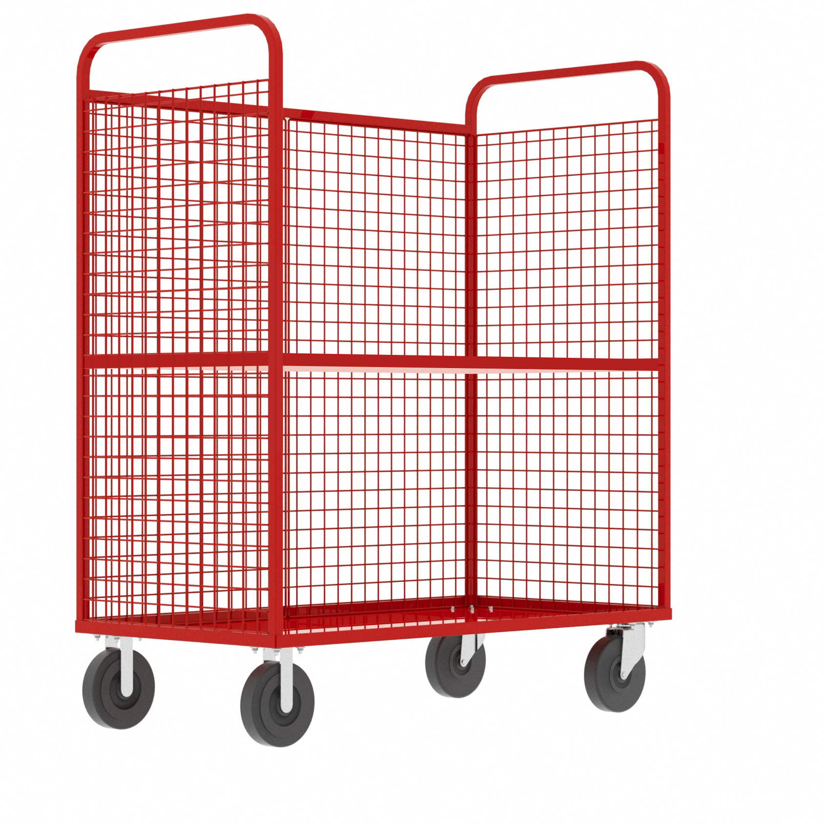 Valley Craft Red Cage Cart (1) Adjustable Shelf 57x30x68 1,600 lbs.