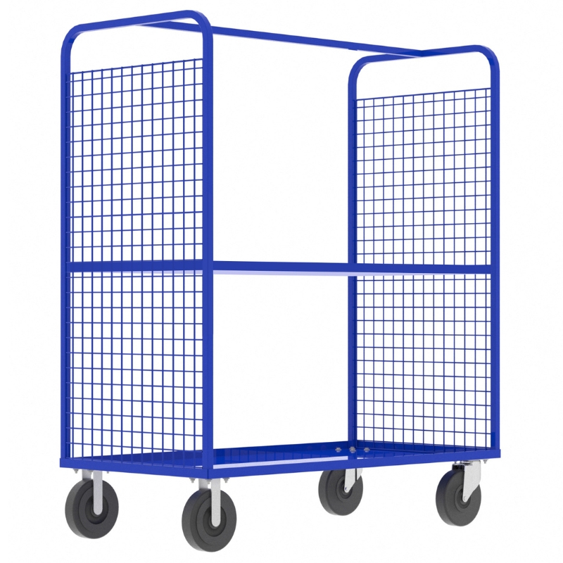 Valley Craft Blue Cage Cart 2-Sided (1) Adjustable Shelf 57x30x68 1,600 lbs.