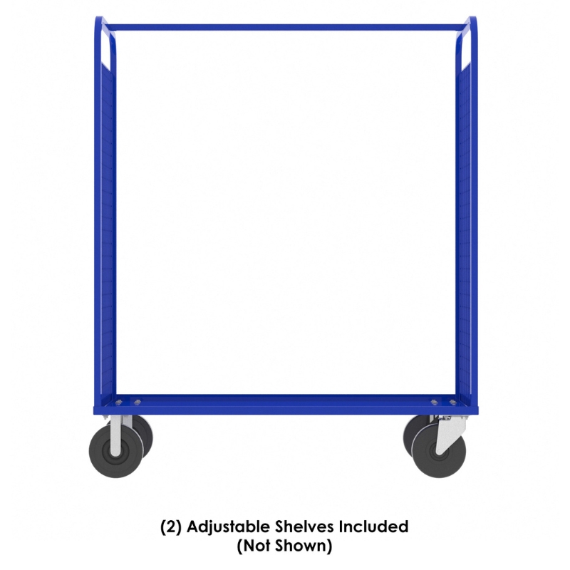 Valley Craft Blue Cage Cart 2-Sided (2) Adjustable Shelf 57x30x68 1,600 lbs. Side View