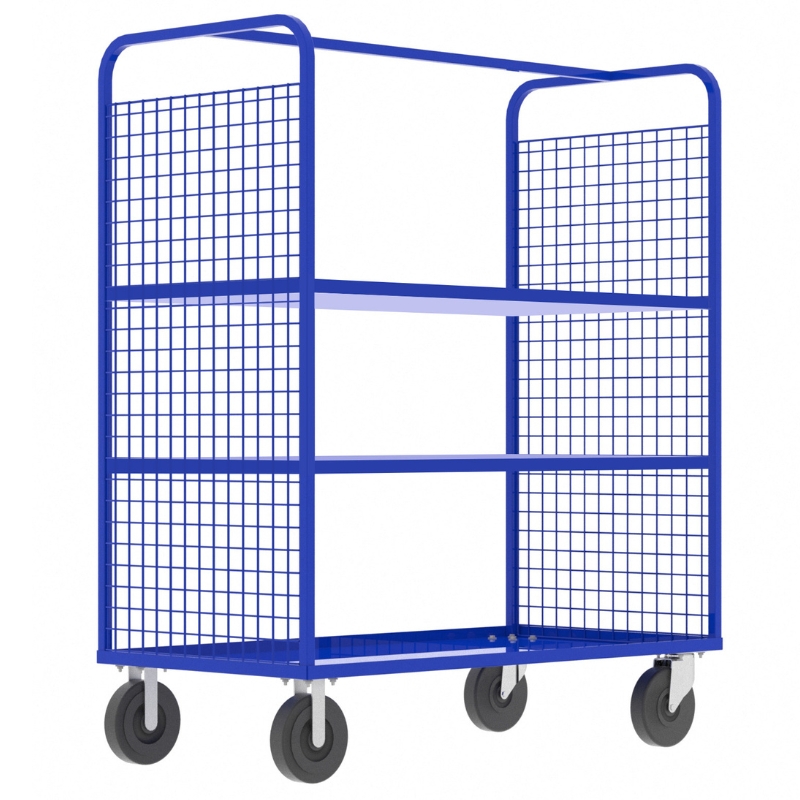 Valley Craft Blue Cage Cart 2-Sided (2) Adjustable Shelf 57x30x68 1,600 lbs.